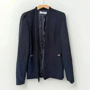 Tahari ASL Womens Blazer Black Size 4 Gold Detailing Business Casual